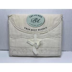 Vintage Treasures by RACHEL ASHWELL Twin Bed Dust Ruffle Embroidered 100% COTTON